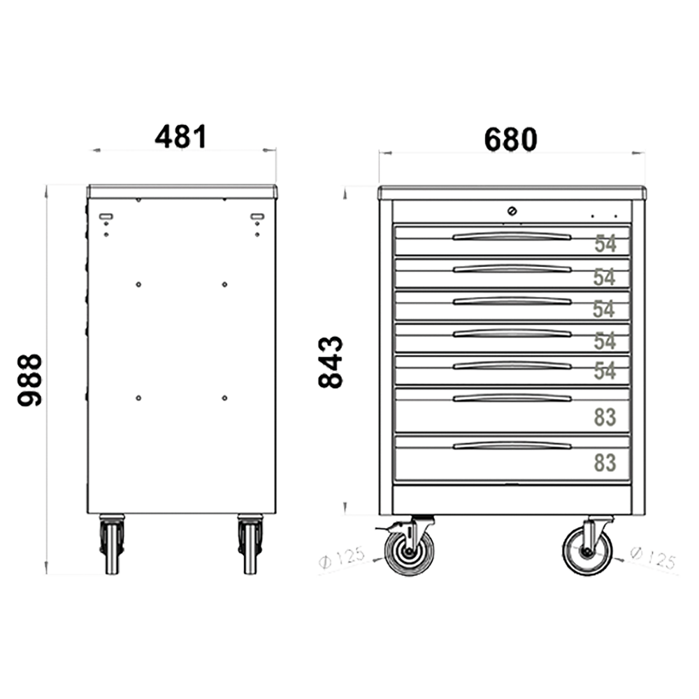 Carrello Porta Utensili A 7 Cassetti Mod. Fg 101, FG 101D/7G