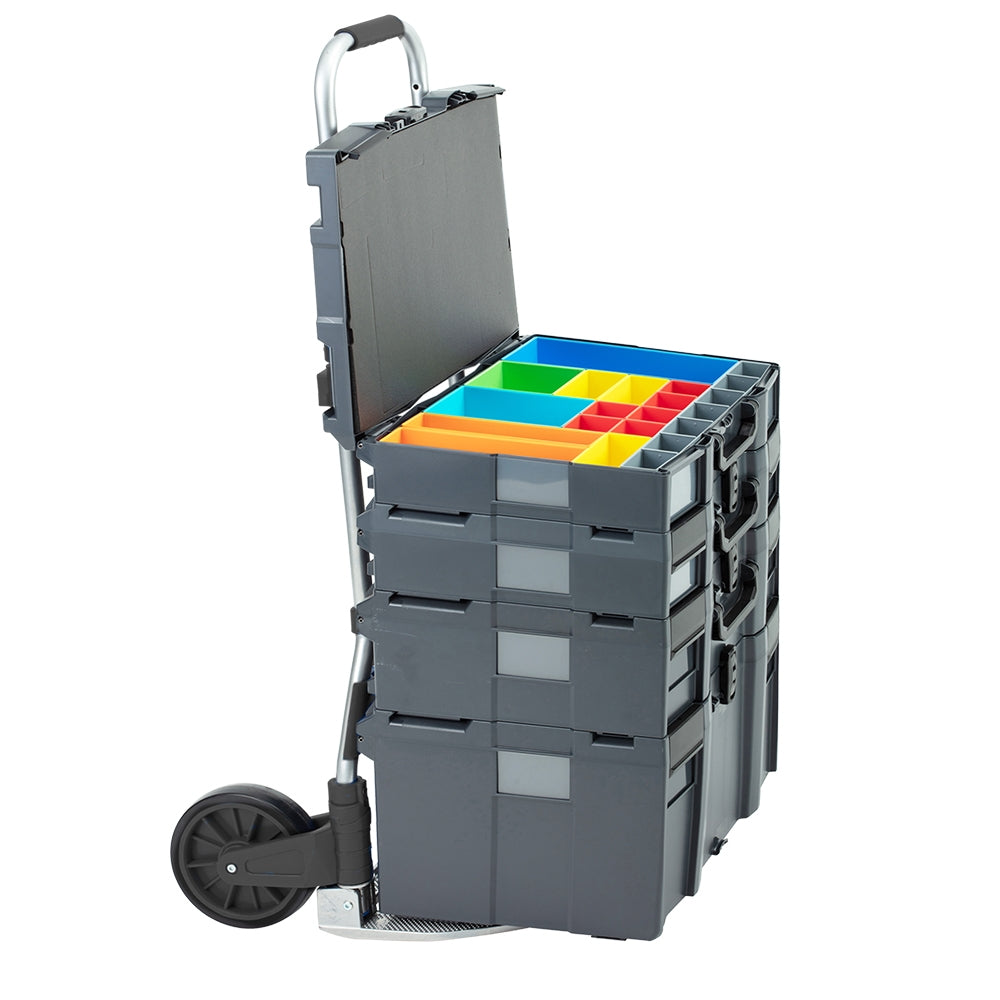 Kit 4 Valigie In Abs Impilabili Completo Di Carrello Pieghevole, FG 1438/S4C