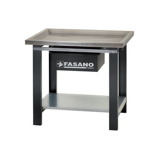 Banco Da Lavoro Con Ripiano Superiore In Acciaio Inox E Cassetto Per Recupero Fluidi, FG 130/A1