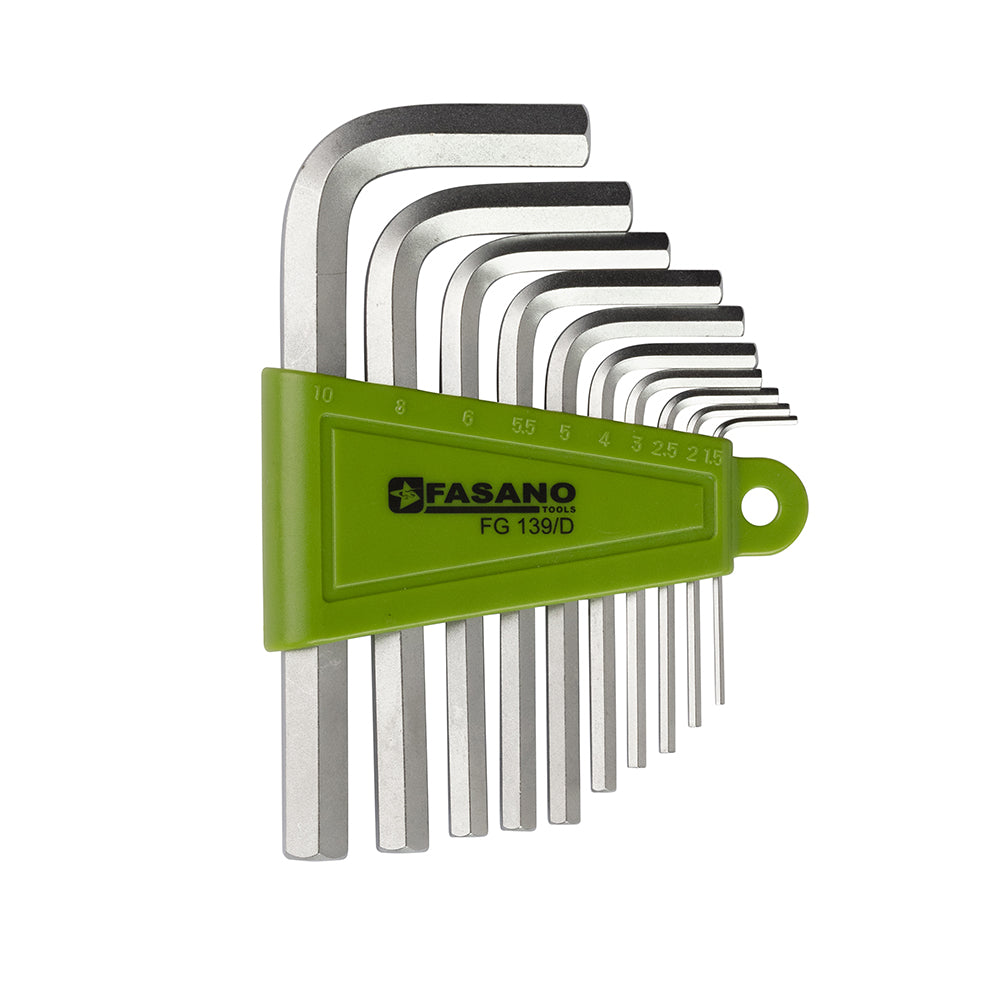 Set Chiavi Maschio Esagonali Piegate Serie Zincocromata Corta, FG 139/D