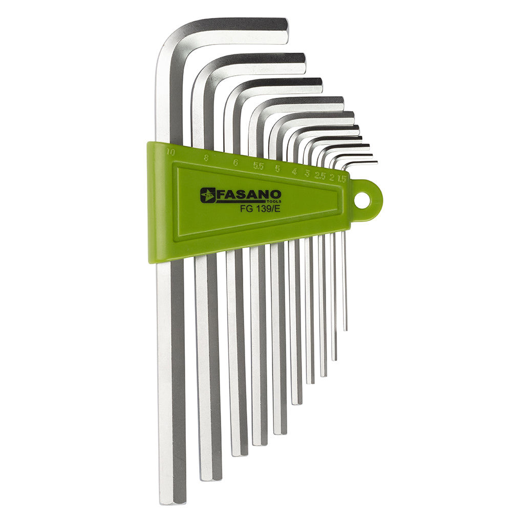 Set Chiavi Maschio Esagonali Piegate Serie Zincocromata Lunga, FG 139/E