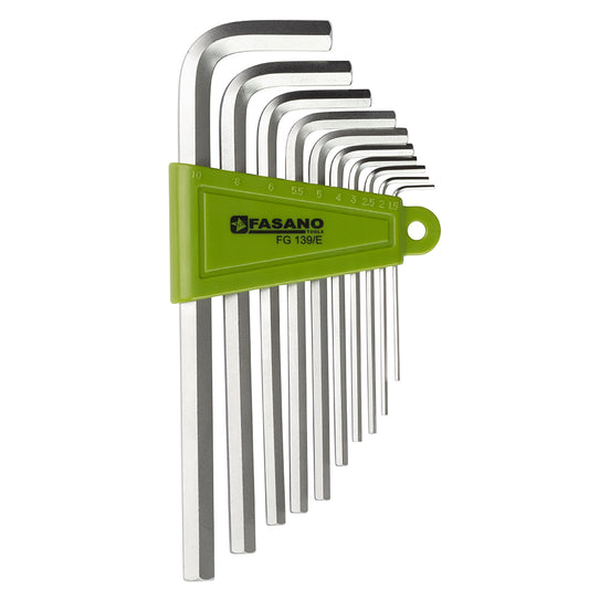 Set Chiavi Maschio Esagonali Piegate Serie Zincocromata Lunga, FG 139/E