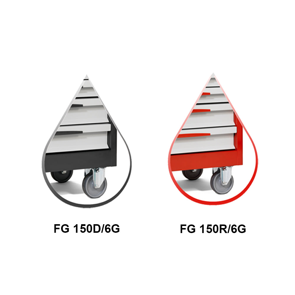 Carrello Porta Utensili Mod. Fg 150 Con Top In Gomma A 6 Cassetti, FG 150R/6G