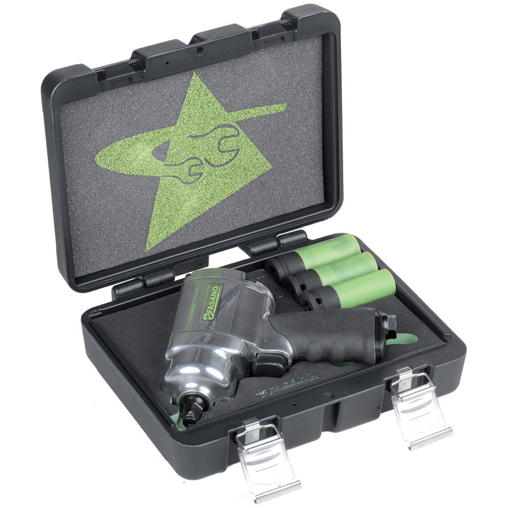 Set Avvitatore Pneumatico Ad Impulsi Con Attacco Quadro 1/2 E 3 Chiavi A Bussola Rinforzate, FGA 302/S4
