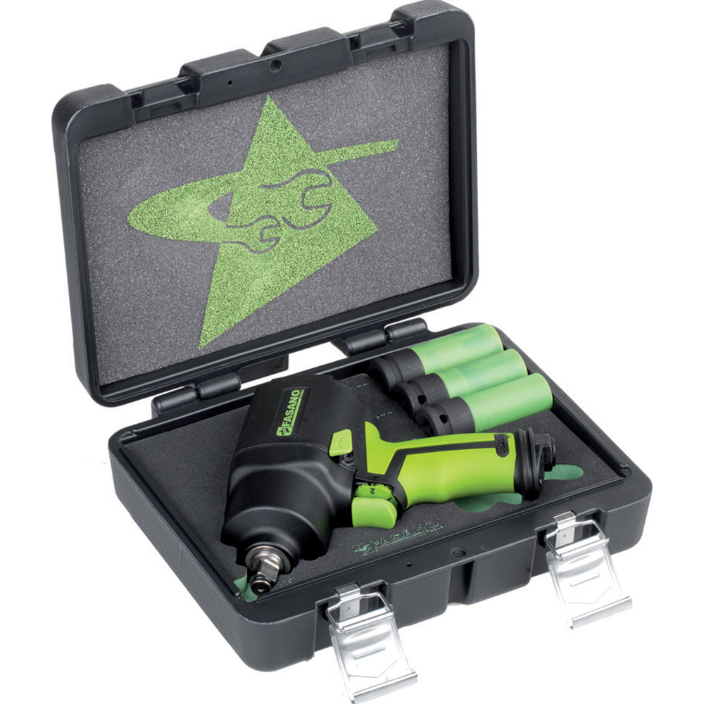 Set Avvitatore Pneumatico Ad Impulsi Con Attacco Quadro 1/2 E Chiavi A Bussola Rinforzate, FGA 309/S4