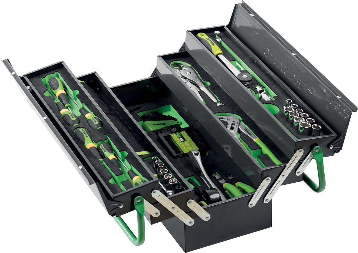 Cassetta Porta Utensili A 5 Scomparti Con Assortimento 104 Utensili Professionali, FG 111/AS104