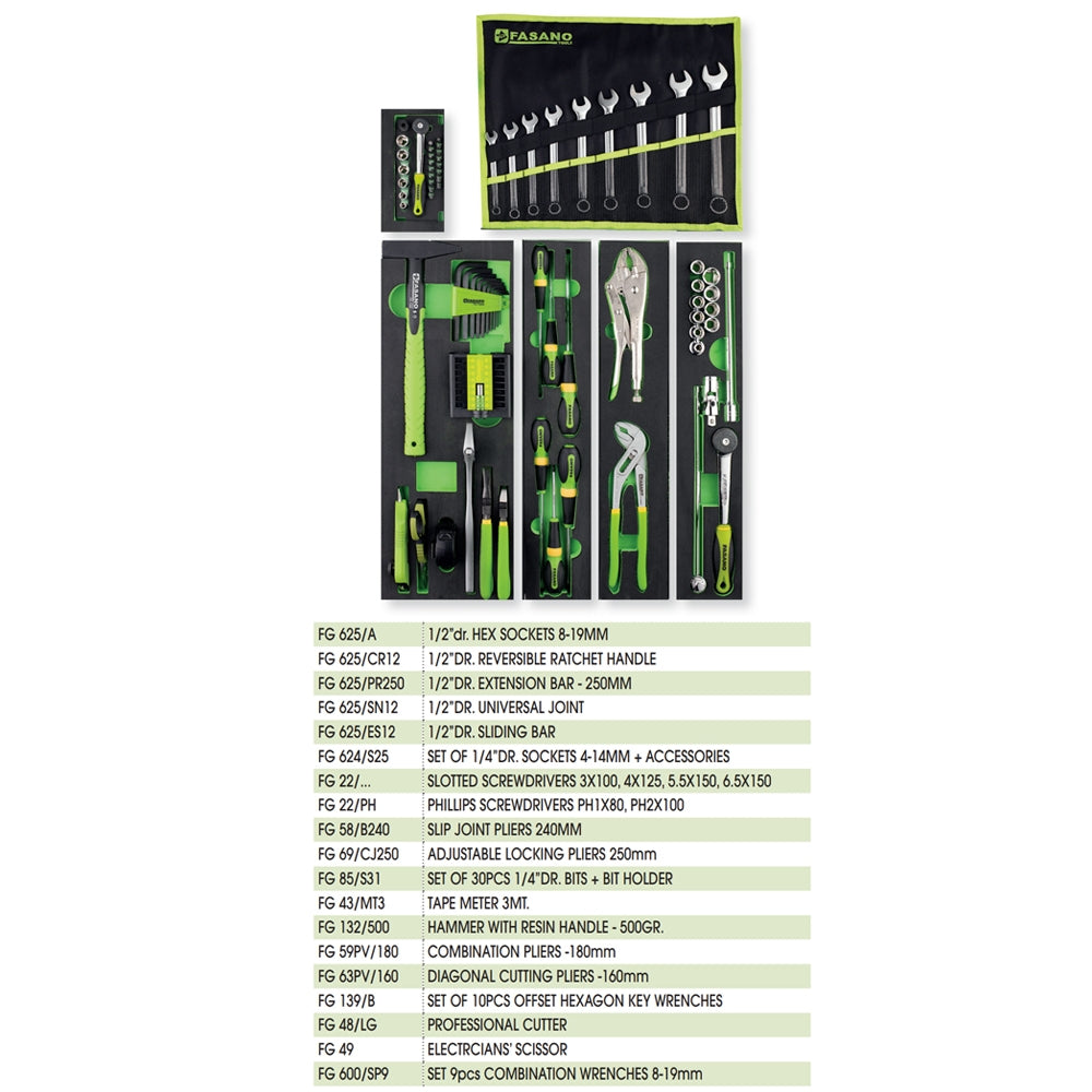 Cassetta Porta Utensili A 5 Scomparti Con Assortimento 104 Utensili Professionali, FG 111/AS104