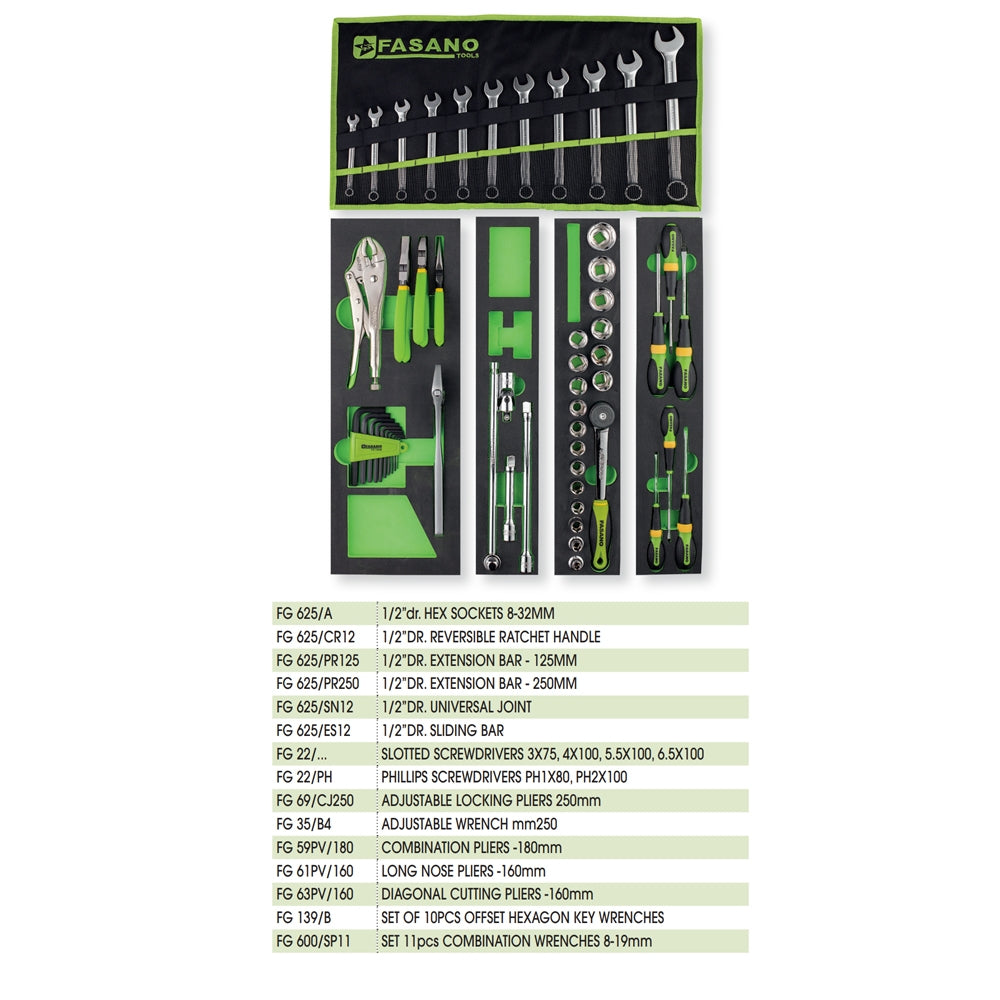 Cassetta Porta Utensili A 5 Scomparti Con Assortimento 55 Utensili Professionali, FG 111/AS55