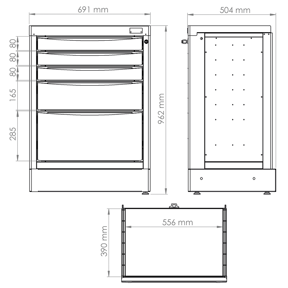 Cassettiera Fissa A 5 Cassetti, FG 118/69V5