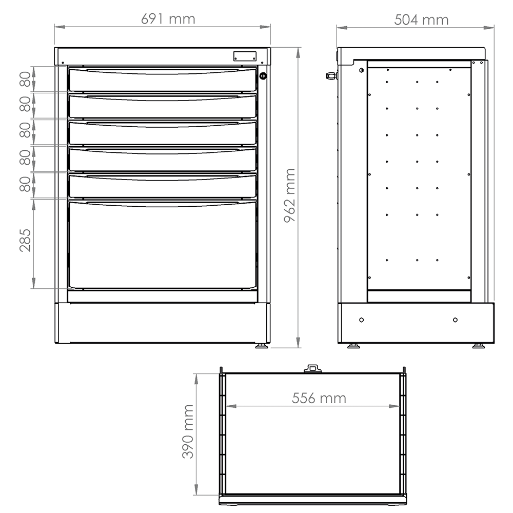 Cassettiera Fissa A 6 Cassetti, FG 118/69V6