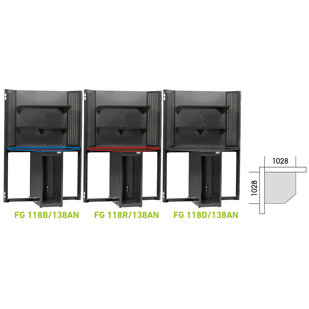 Struttura Vuota Per Configurazione Ad Angolo Dotata Di 3 Mensole Porta Oggetti, FG 118V/138AN