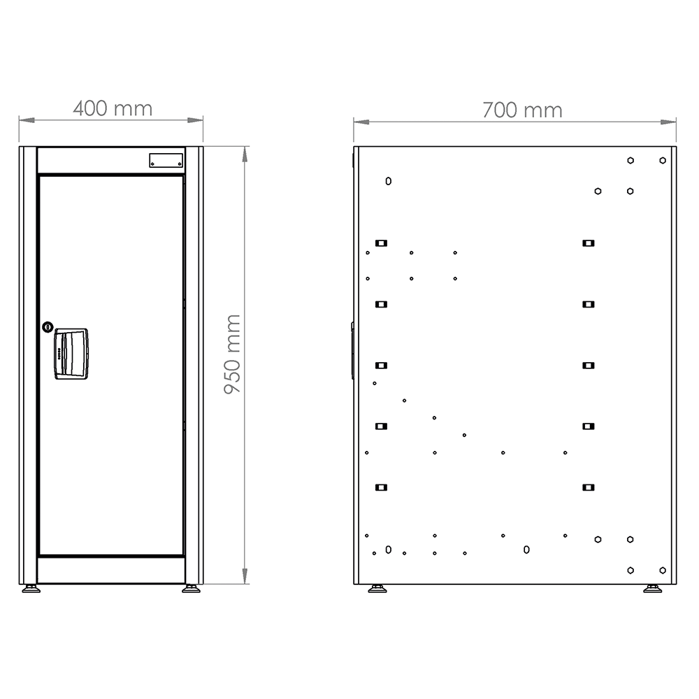 Modulo Armadietto Ad Un'Antina Dotato Di 2 Ripiani Interni, FG 118V/40A