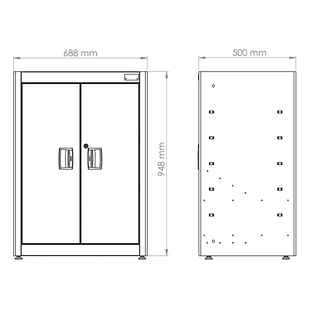 Modulo Armadietto A 2 Antine Dotato Di 2 Ripiani Interni, FG 118/69A