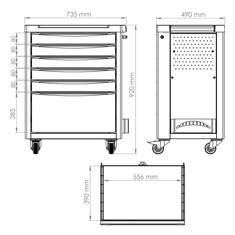 Cassettiera Mobile A 6 Cassetti, FG 118V/6T