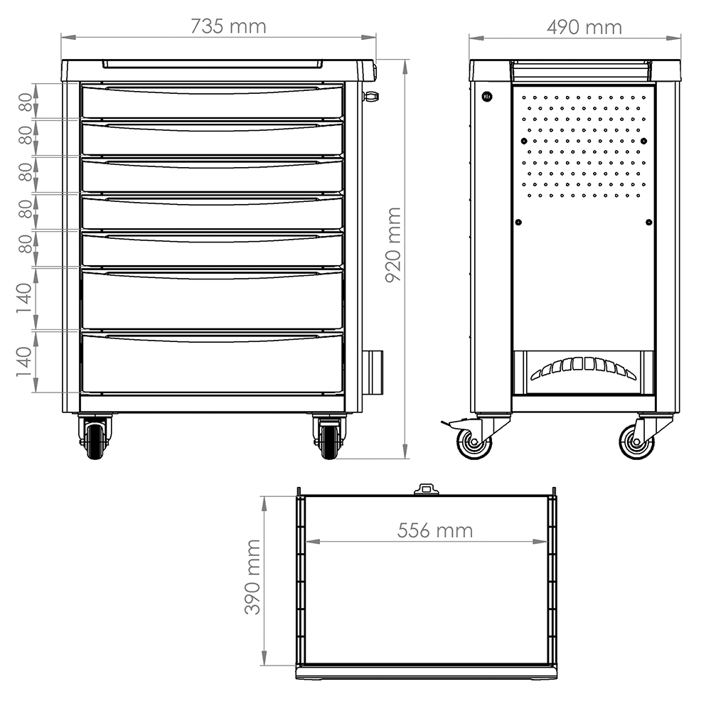 Cassettiera Mobile A 7 Cassetti, FG 118V/7T