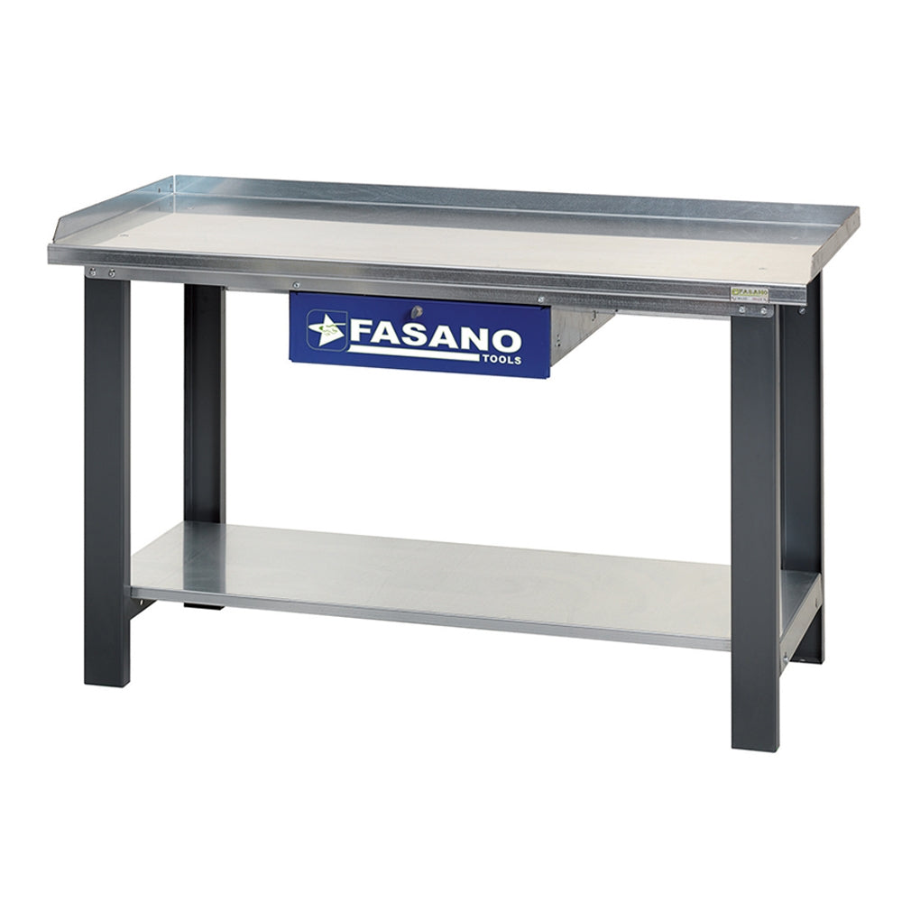 Banco Da Lavoro Con Ripiano In Acciaio E Cassetto -1.5M, FG 129/D1.5