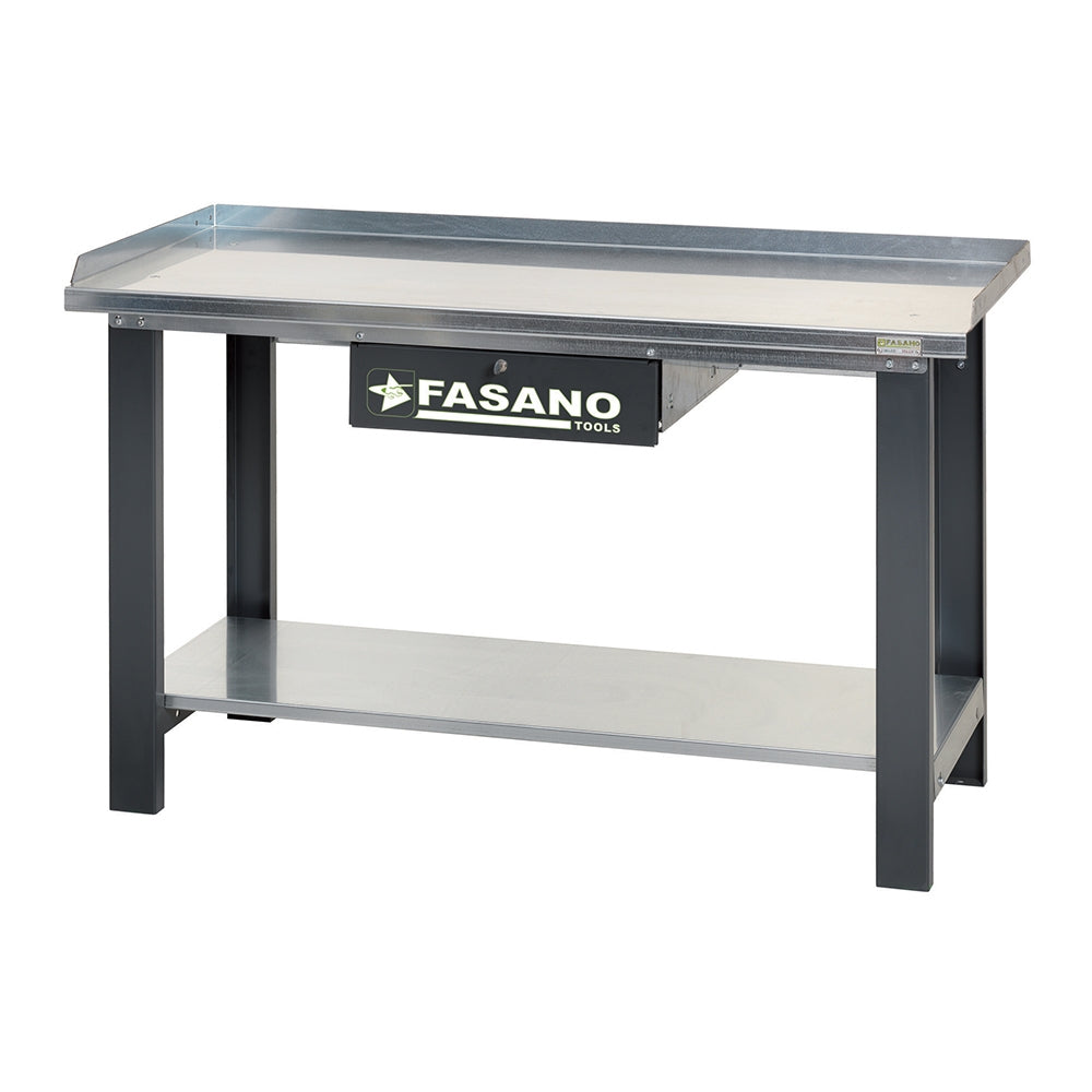 Banco Da Lavoro Con Ripiano In Acciaio E Cassetto -1.5M, FG 129/D1.5