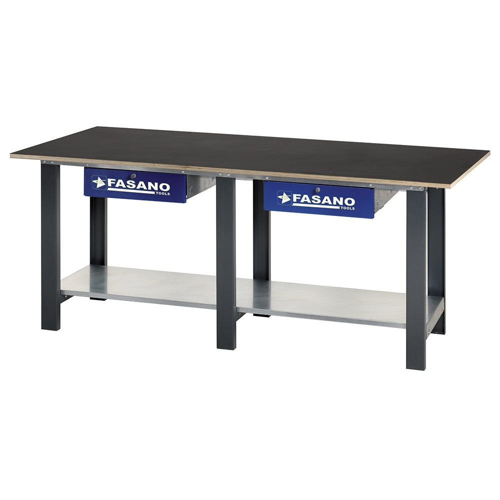 Banco Da Lavoro Con Ripiano In Legno Multistrato E Cassetti -2.0M, FG 129/L...2