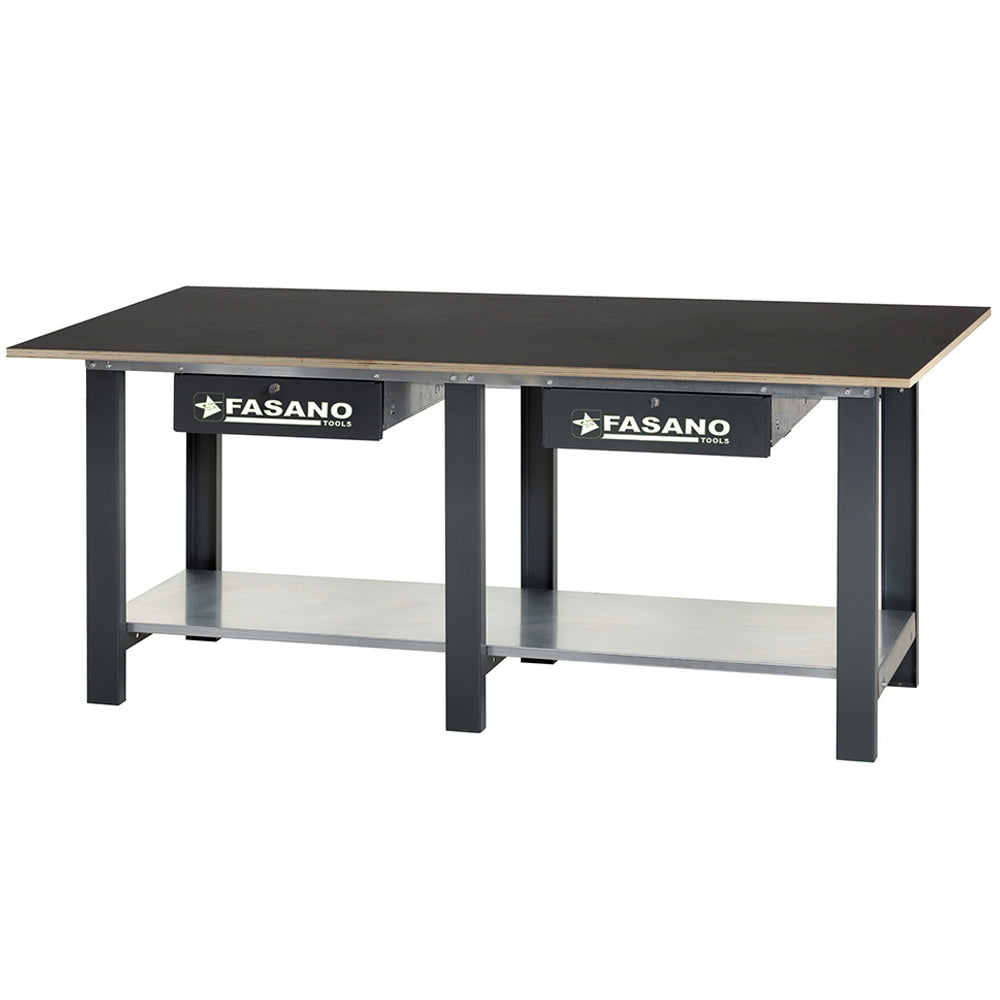 Banco Da Lavoro Con Ripiano In Legno Multistrato E Cassetti -2.0M, FG 129/L...2