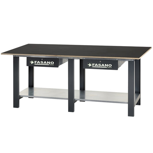 Banco Da Lavoro Con Ripiano In Legno Multistrato E Cassetti -2.0M, FG 129/L...2