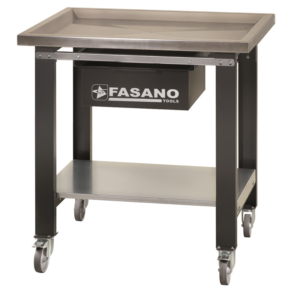 Banco Da Lavoro Con Ripiano Superiore In Acciaio Inox E Cassetto Per Recupero Fluidi, FG 131/A1