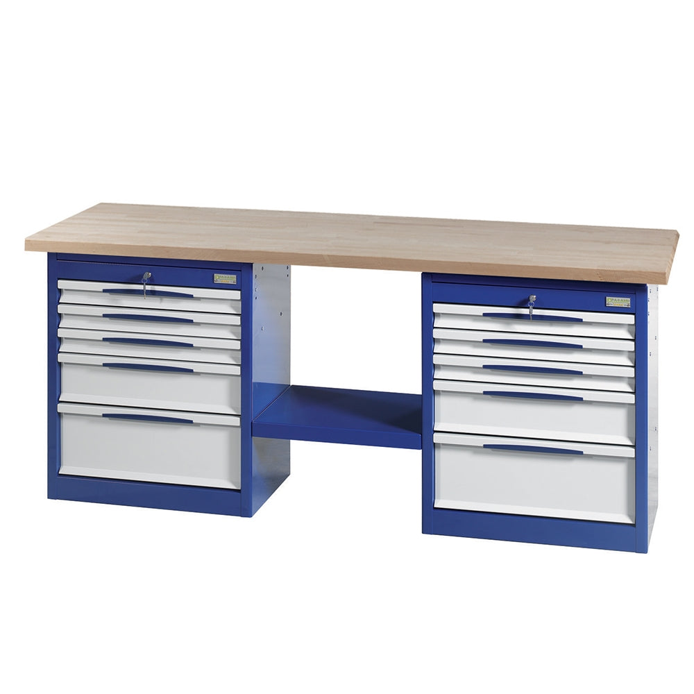 Banco Da Lavoro Con Ripiano In Faggio E 2 Cassettiere A 5 Cassetti, FG-132/FD2