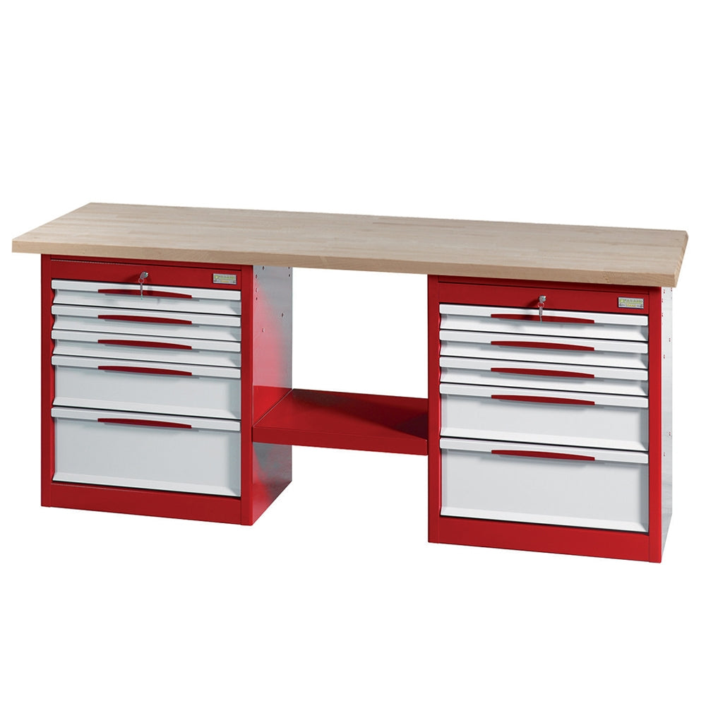 Banco Da Lavoro Con Ripiano In Faggio E 2 Cassettiere A 5 Cassetti, FG-132/FD2