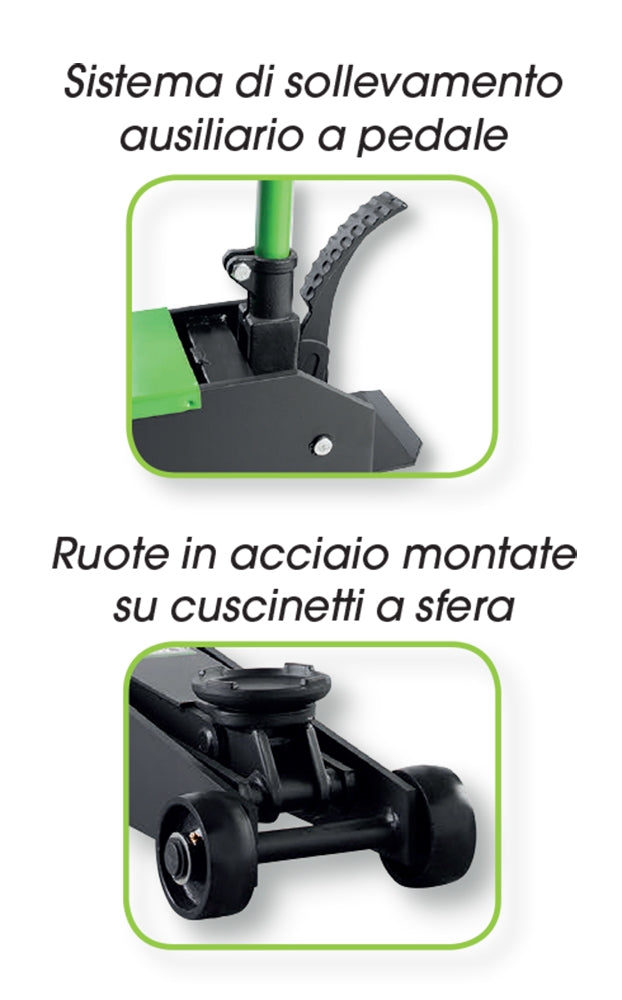 Sollevatore Idraulico A Carrello - 5 Tonnellate Modello Lungo Per Mezzi Pesanti, FG 722/5T