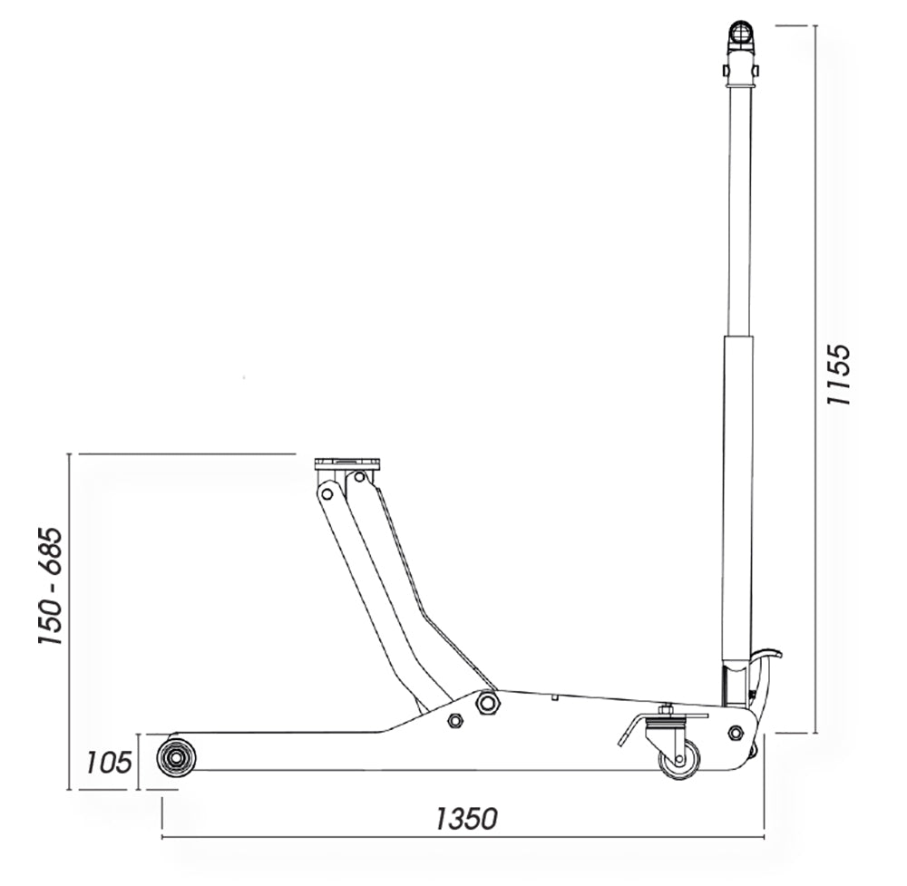 Sollevatore Idraulico A Carrello - 5 Tonnellate Modello Lungo Per Mezzi Pesanti, FG 722/5T