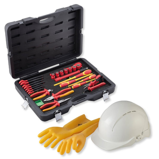 Kit 28 Utensili Isolati Completo Di Elmetto Dielettrico E Guanti Dielettrici 1.000V, FG 603/S28